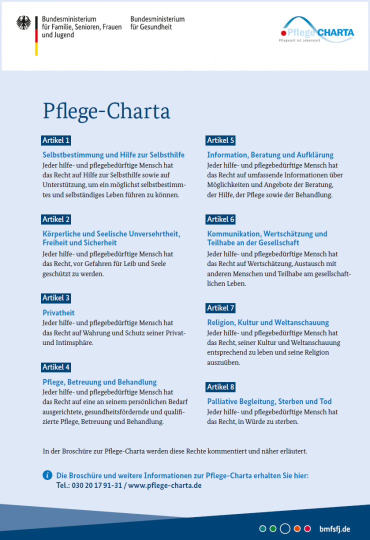 Wir unterstützen die Richtlinien der PflegeCharta